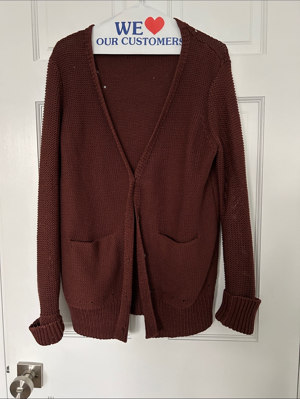 T by Alexander Wang Chunky Open-Front Brown Cardigan